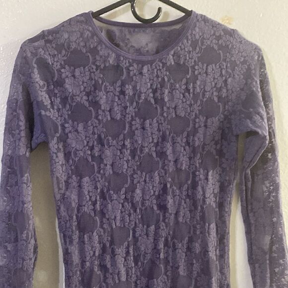 EUC American Apparel Purple Nylon Mesh Stretch Lace Mini Dress - Picture 4 of 8